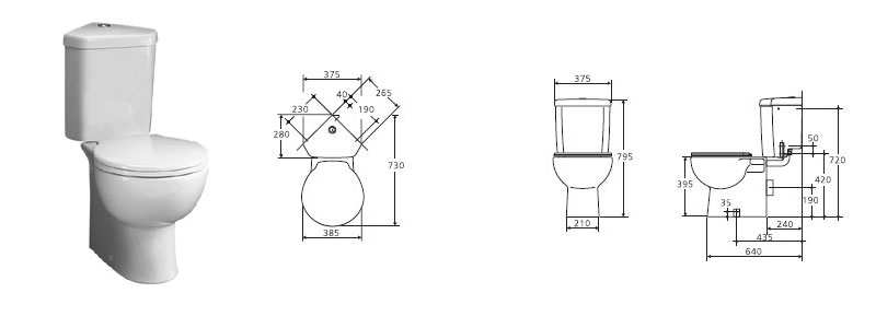 Унитаз Ideal Space E 7172 01  E 7204 01 (бачок)  E 7091 01 (сидение и крышка